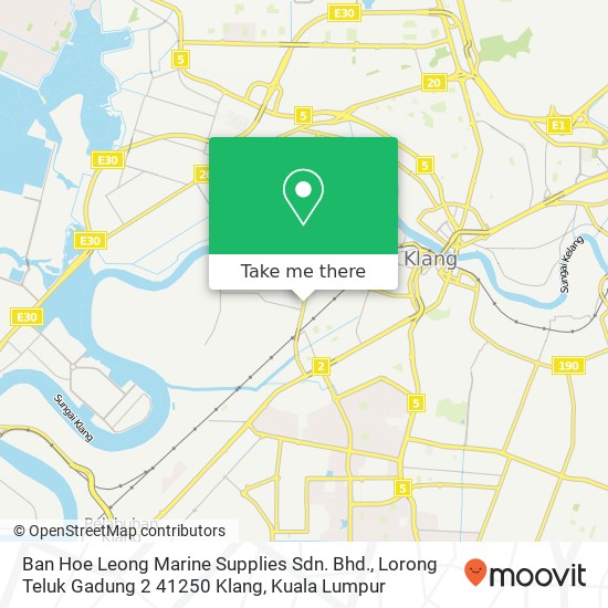 Peta Ban Hoe Leong Marine Supplies Sdn. Bhd., Lorong Teluk Gadung 2 41250 Klang