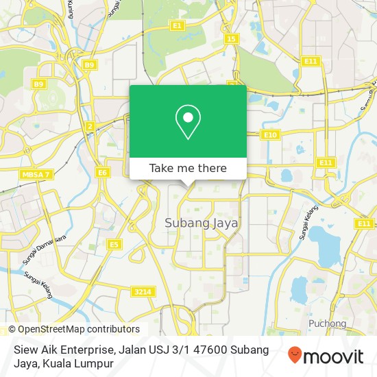 Siew Aik Enterprise, Jalan USJ 3 / 1 47600 Subang Jaya map