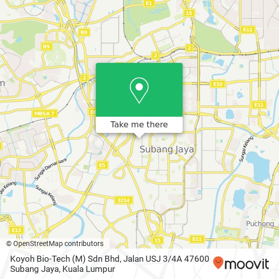 Peta Koyoh Bio-Tech (M) Sdn Bhd, Jalan USJ 3 / 4A 47600 Subang Jaya