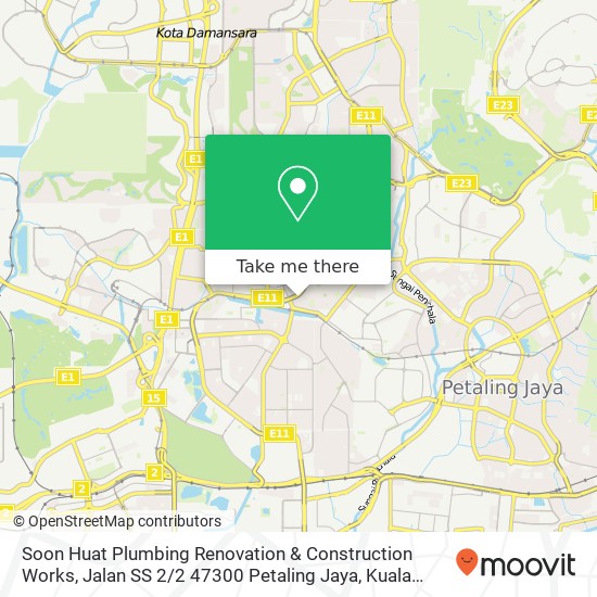 Peta Soon Huat Plumbing Renovation & Construction Works, Jalan SS 2 / 2 47300 Petaling Jaya