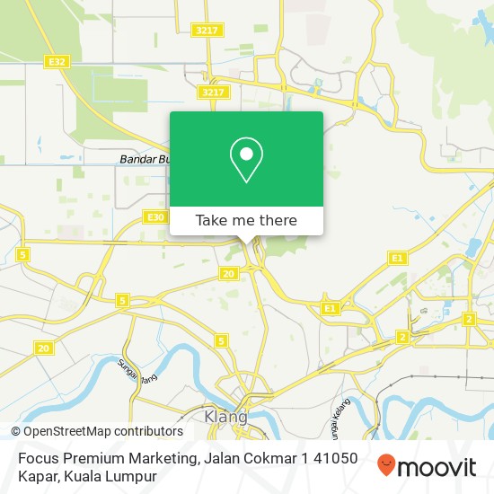 Peta Focus Premium Marketing, Jalan Cokmar 1 41050 Kapar