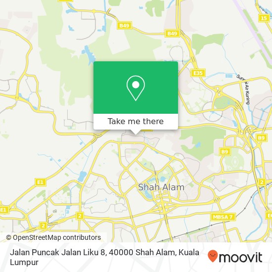 Peta Jalan Puncak Jalan Liku 8, 40000 Shah Alam