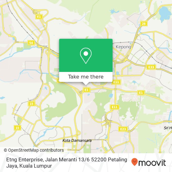 Etng Enterprise, Jalan Meranti 13 / 6 52200 Petaling Jaya map