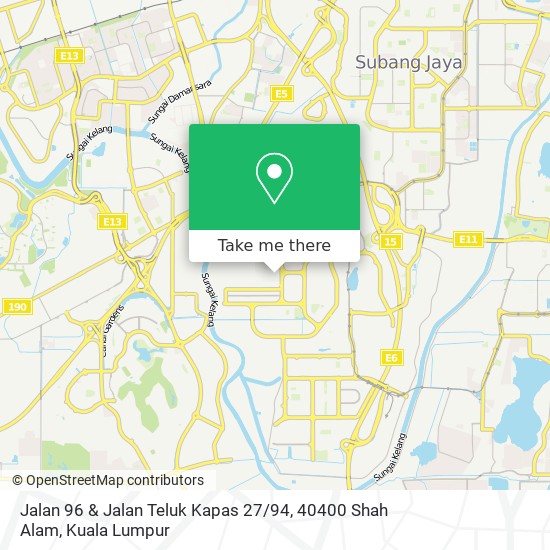 Peta Jalan 96 & Jalan Teluk Kapas 27 / 94, 40400 Shah Alam