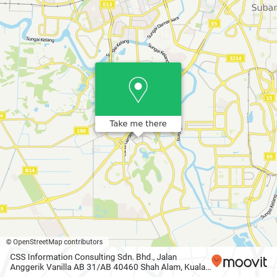 Peta CSS Information Consulting Sdn. Bhd., Jalan Anggerik Vanilla AB 31 / AB 40460 Shah Alam