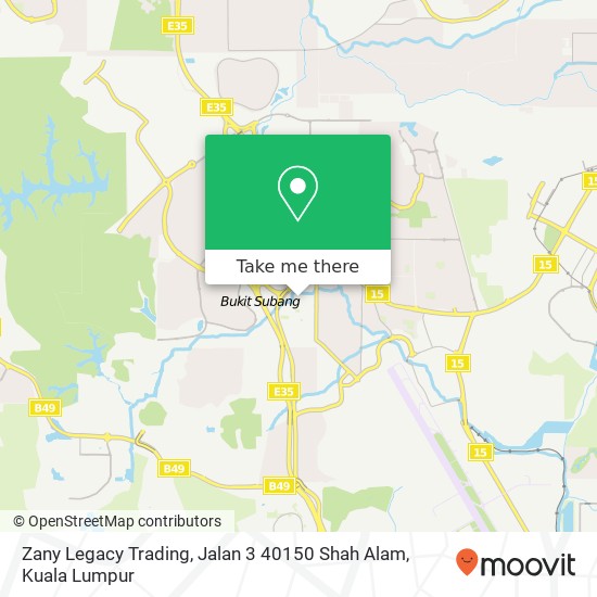 Peta Zany Legacy Trading, Jalan 3 40150 Shah Alam