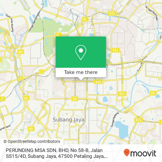 PERUNDING MSA SDN. BHD, No 58-B, Jalan SS15 / 4D, Subang Jaya, 47500 Petaling Jaya, Selangor Darul Ehsan map