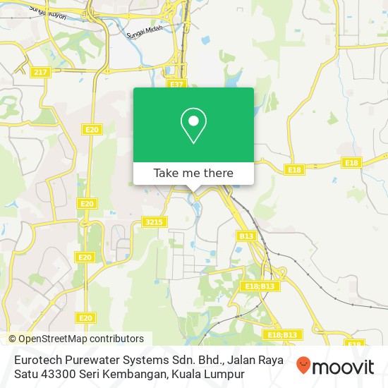 Peta Eurotech Purewater Systems Sdn. Bhd., Jalan Raya Satu 43300 Seri Kembangan