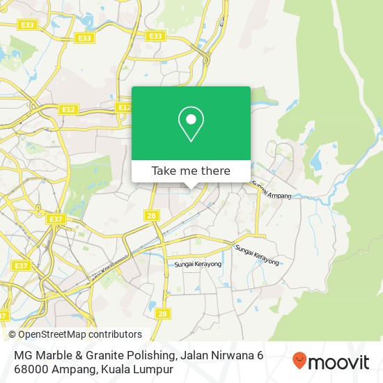 Peta MG Marble & Granite Polishing, Jalan Nirwana 6 68000 Ampang