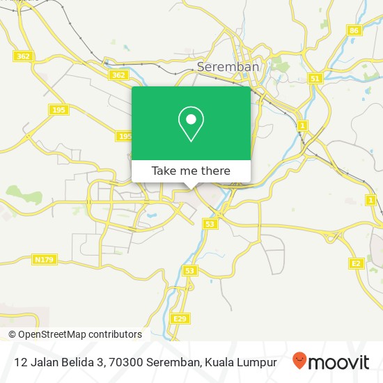 Peta 12 Jalan Belida 3, 70300 Seremban