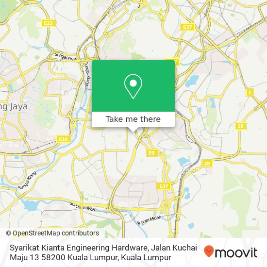 Peta Syarikat Kianta Engineering Hardware, Jalan Kuchai Maju 13 58200 Kuala Lumpur