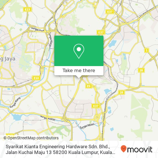 Peta Syarikat Kianta Engineering Hardware Sdn. Bhd., Jalan Kuchai Maju 13 58200 Kuala Lumpur