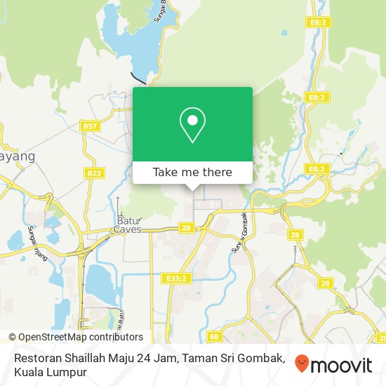 Peta Restoran Shaillah Maju 24 Jam, Taman Sri Gombak