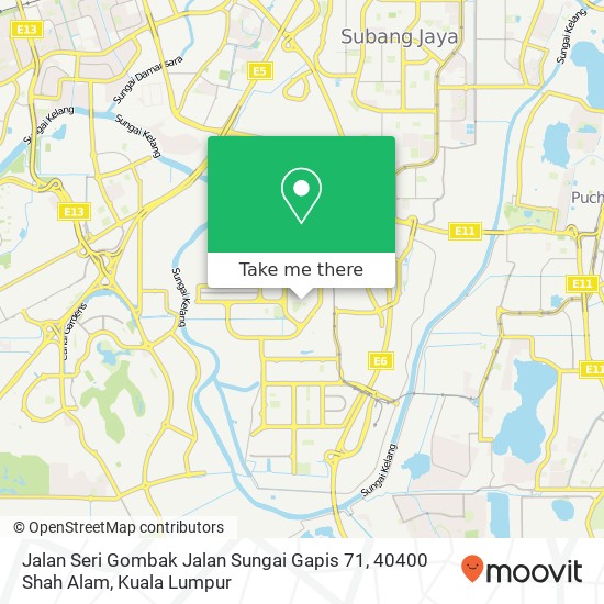 Peta Jalan Seri Gombak Jalan Sungai Gapis 71, 40400 Shah Alam