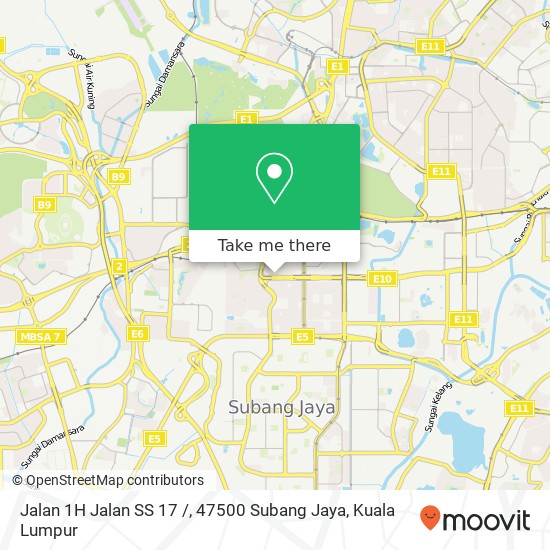 Peta Jalan 1H Jalan SS 17 /, 47500 Subang Jaya