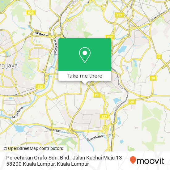 Percetakan Grafo Sdn. Bhd., Jalan Kuchai Maju 13 58200 Kuala Lumpur map