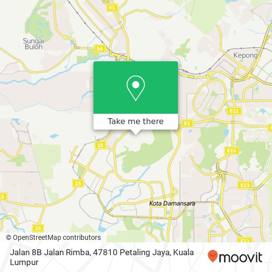 Peta Jalan 8B Jalan Rimba, 47810 Petaling Jaya