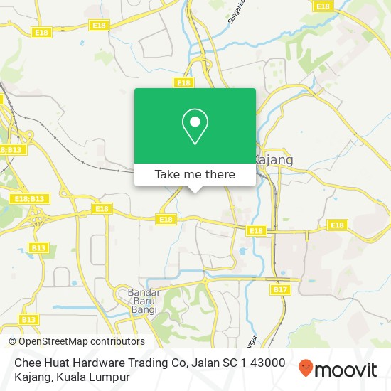 Peta Chee Huat Hardware Trading Co, Jalan SC 1 43000 Kajang