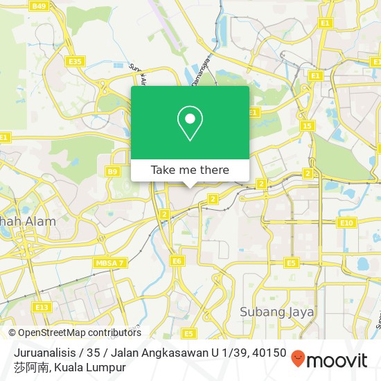 Peta Juruanalisis / 35 / Jalan Angkasawan U 1 / 39, 40150 莎阿南