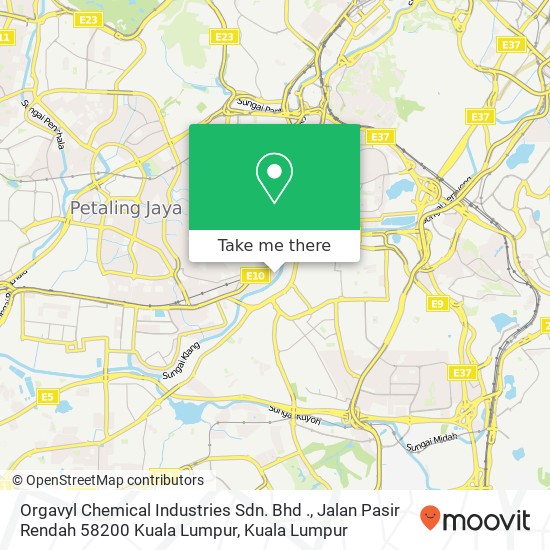 Peta Orgavyl Chemical Industries Sdn. Bhd ., Jalan Pasir Rendah 58200 Kuala Lumpur