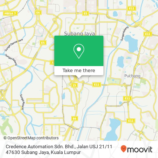 Peta Credence Automation Sdn. Bhd., Jalan USJ 21 / 11 47630 Subang Jaya