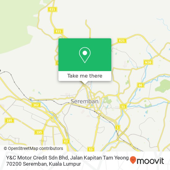 Y&C Motor Credit Sdn Bhd, Jalan Kapitan Tam Yeong 70200 Seremban map