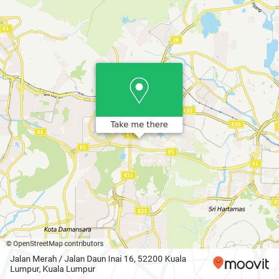 Peta Jalan Merah / Jalan Daun Inai 16, 52200 Kuala Lumpur