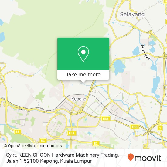 Sykt. KEEN CHOON Hardware Machinery Trading, Jalan 1 52100 Kepong map