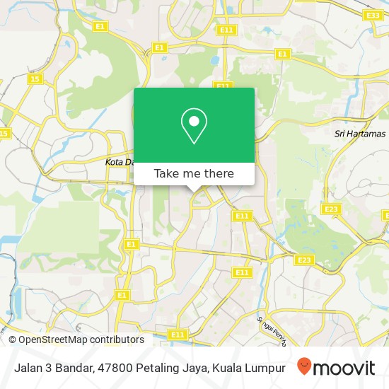 Peta Jalan 3 Bandar, 47800 Petaling Jaya