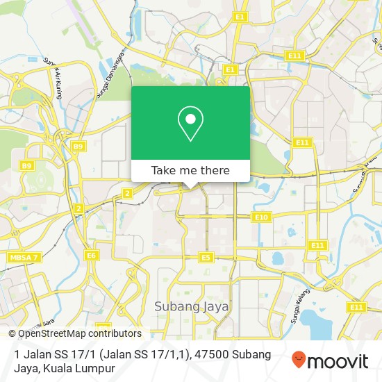 Peta 1 Jalan SS 17 / 1 (Jalan SS 17 / 1,1), 47500 Subang Jaya