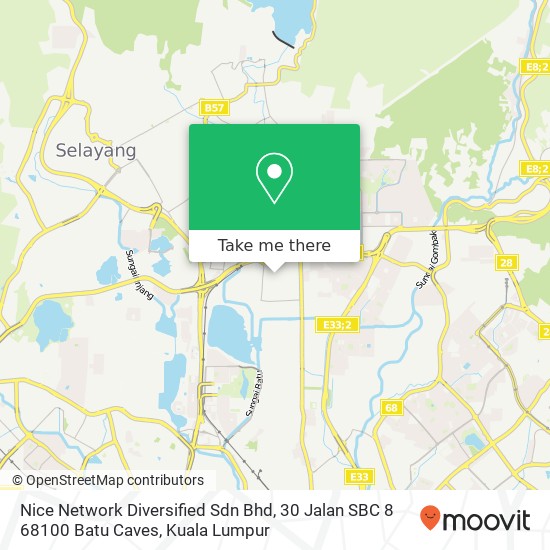 Peta Nice Network Diversified Sdn Bhd, 30 Jalan SBC 8 68100 Batu Caves