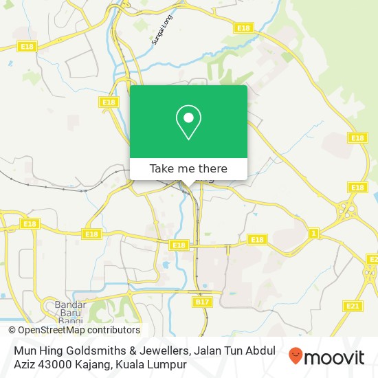 Peta Mun Hing Goldsmiths & Jewellers, Jalan Tun Abdul Aziz 43000 Kajang