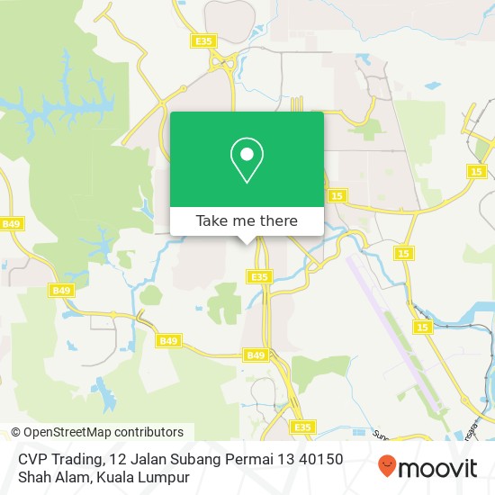 Peta CVP Trading, 12 Jalan Subang Permai 13 40150 Shah Alam