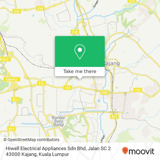 Peta Hiwell Electrical Appliances Sdn Bhd, Jalan SC 2 43000 Kajang