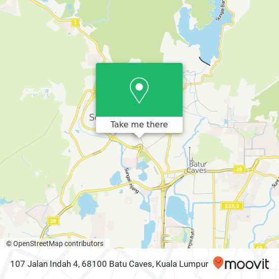 Peta 107 Jalan Indah 4, 68100 Batu Caves