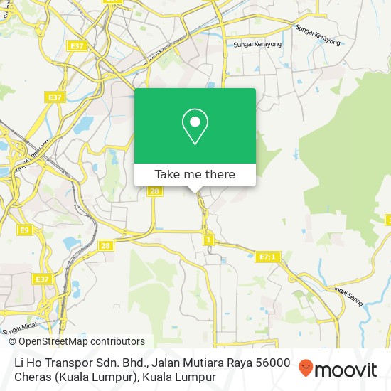 Li Ho Transpor Sdn. Bhd., Jalan Mutiara Raya 56000 Cheras (Kuala Lumpur) map