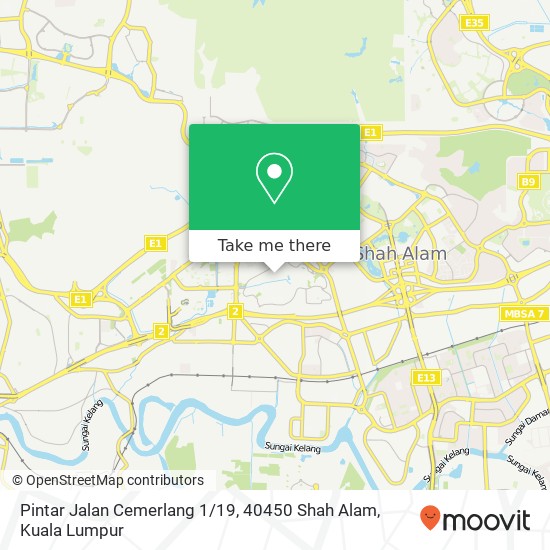 Peta Pintar Jalan Cemerlang 1 / 19, 40450 Shah Alam