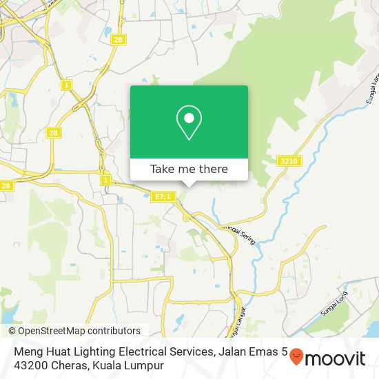 Peta Meng Huat Lighting Electrical Services, Jalan Emas 5 43200 Cheras