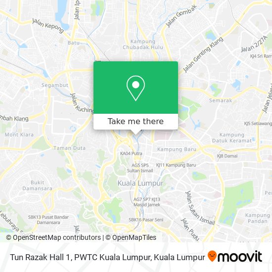 Tun Razak Hall 1, PWTC Kuala Lumpur map
