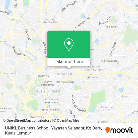 Peta UNIKL Business School, Yayasan Selangor, Kg Baru