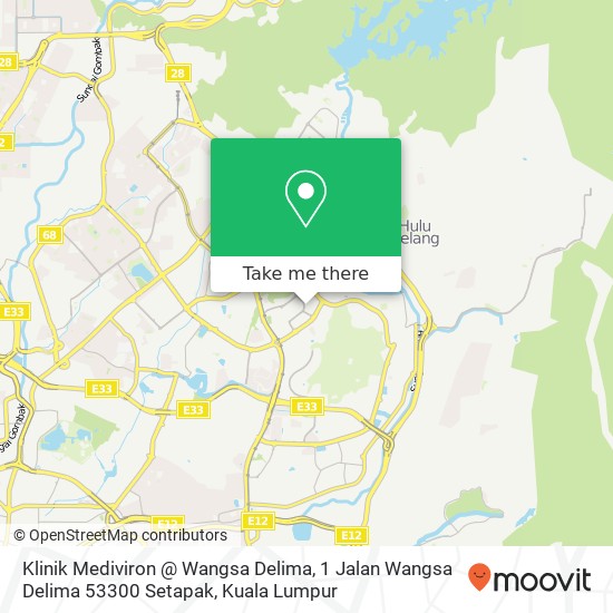 Peta Klinik Mediviron @ Wangsa Delima, 1 Jalan Wangsa Delima 53300 Setapak