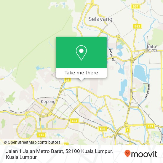 Peta Jalan 1 Jalan Metro Barat, 52100 Kuala Lumpur