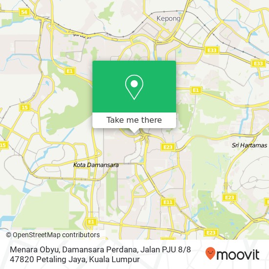 Menara Obyu, Damansara Perdana, Jalan PJU 8 / 8 47820 Petaling Jaya map