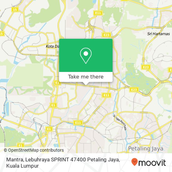 Mantra, Lebuhraya SPRINT 47400 Petaling Jaya map