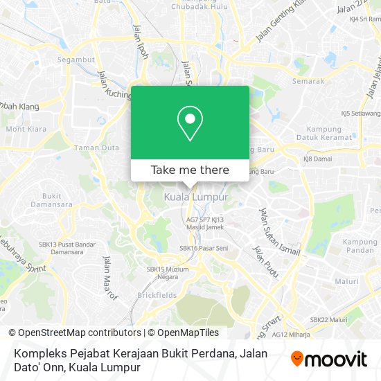 Peta Kompleks Pejabat Kerajaan Bukit Perdana, Jalan Dato' Onn