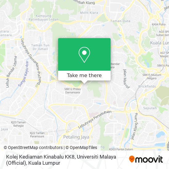 Kolej Kediaman Kinabalu KK8, Universiti Malaya (Official) map