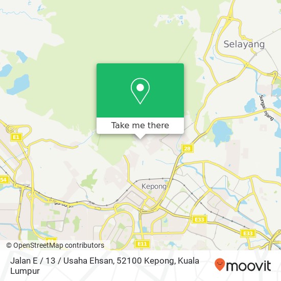 Peta Jalan E / 13 / Usaha Ehsan, 52100 Kepong