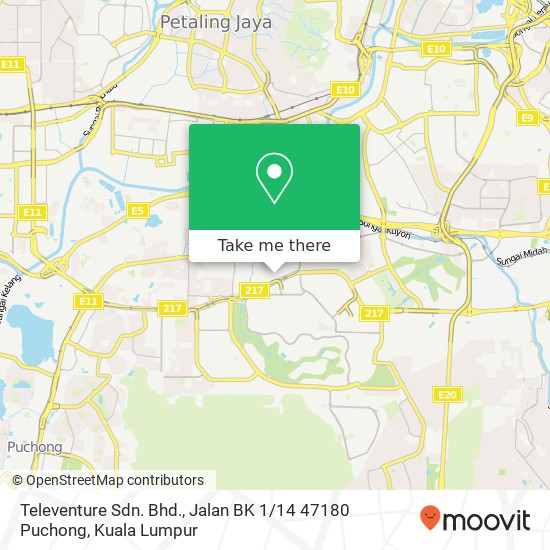 Televenture Sdn. Bhd., Jalan BK 1 / 14 47180 Puchong map