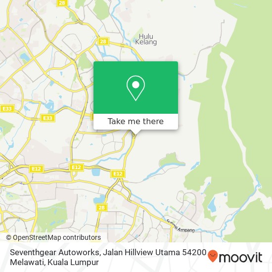 Peta Seventhgear Autoworks, Jalan Hillview Utama 54200 Melawati