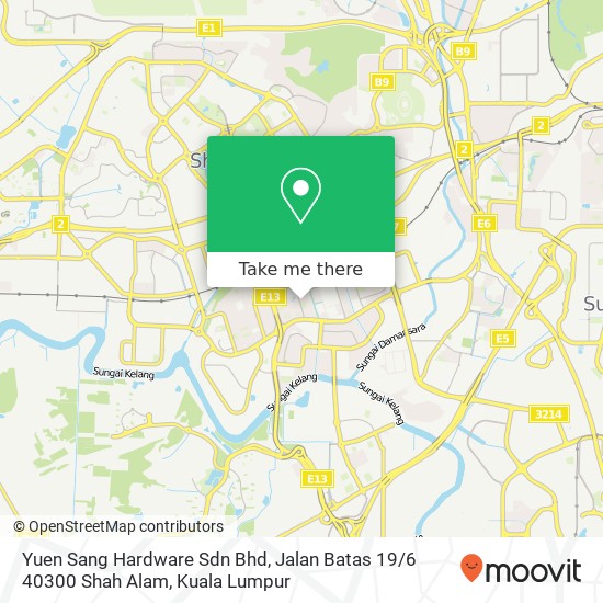 Peta Yuen Sang Hardware Sdn Bhd, Jalan Batas 19 / 6 40300 Shah Alam